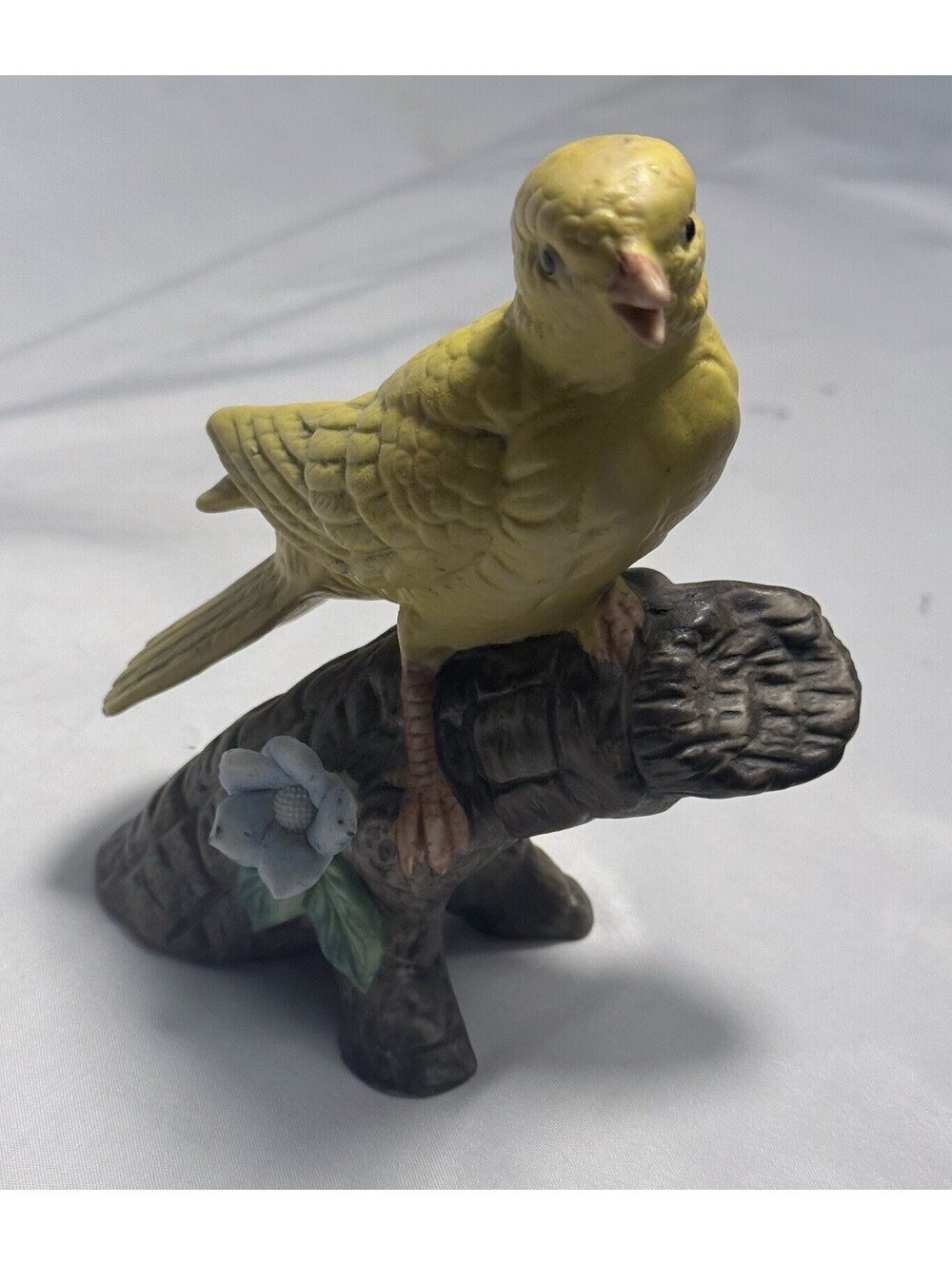 Vintage J Byron Yellow Bird Figurine By Arnart Imports Blue Flower Decorative